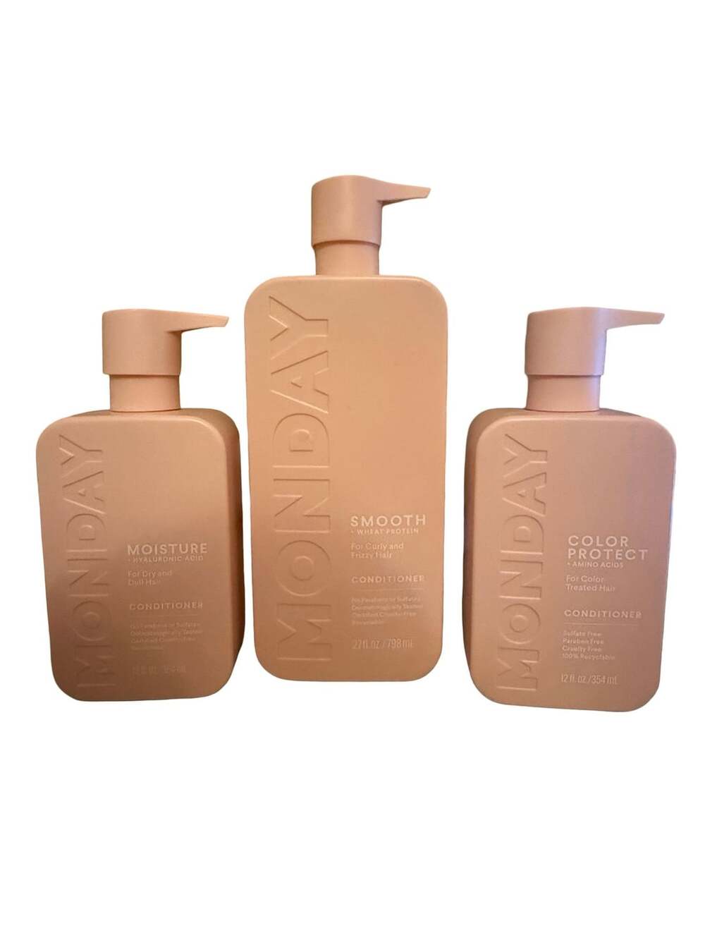 Monday Haircare Conditioner 3 Piece Bundle: Smooth, Color Protect, & Moisture
